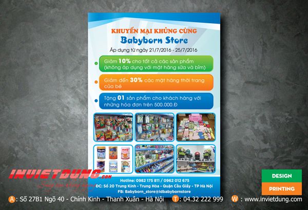 Mẫu tờ rơi quảng cáo shop thời trang mẹ và bé Babyborn Store